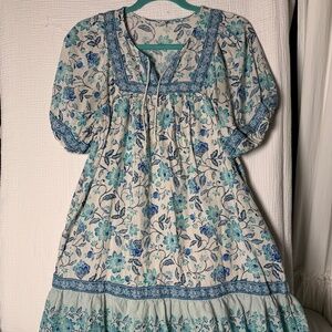 Old Navy blue floral mini baby doll dress size small